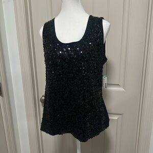 Elegant Black Sequin Tank Top